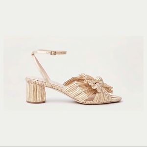 Dahlia Bow Low Heel with Ankle Strap Gold